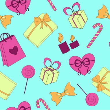 Sorunsuz mutlu yıllar öğeleri renkli desen