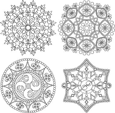 Dairesel süsleme seti. Yuvarlak model mandala.