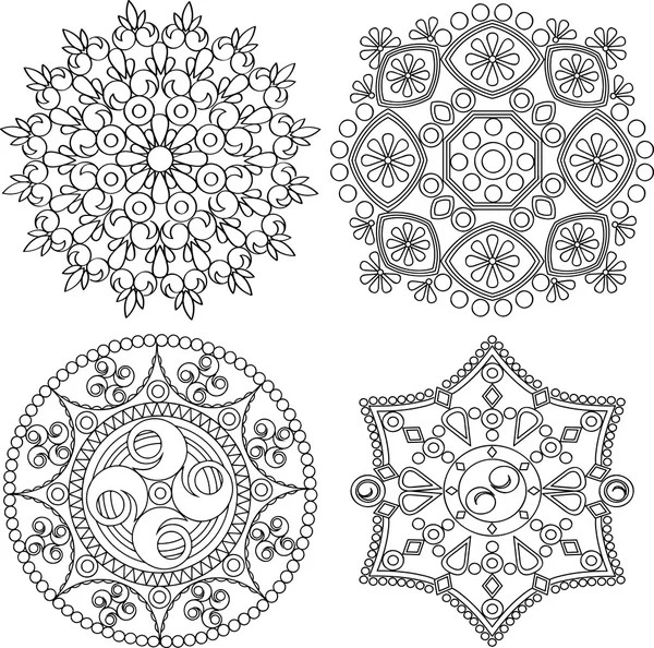 Circular ornament set. Round pattern mandala. — Stock Vector