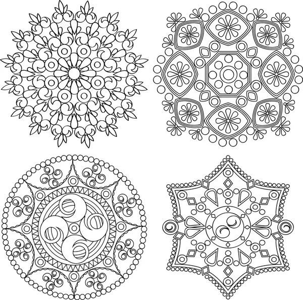 Conjunto de ornamento circular. Mandala padrão redondo . — Vetor de Stock