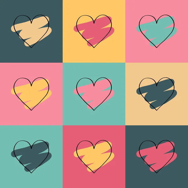 Valentines fond coloré avec des cœurs — Image vectorielle