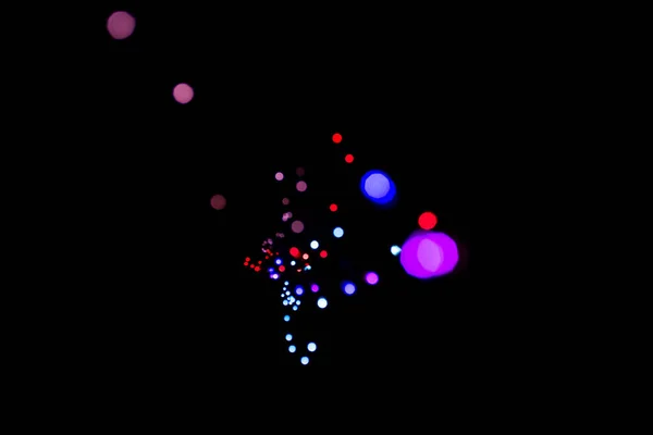 Bokeh Pequenas Luzes Coloridas Escuro Forma Enneagon Devido Diafragma Lente — Fotografia de Stock