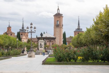 Skyline of the old center of alcala de henares in the Madrid province of spain, where the writer Cervantes was born on a cloudy day