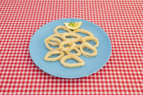 Tapa Espanhola Típica Anéis Lula Batidos Farinha Trigo Ovo Frito — Fotografia de Stock