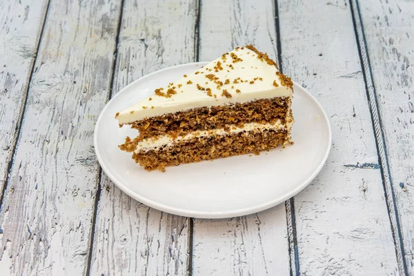 Great Portion Carrot Cake Two Layers Cake Nuts Layer Sugary — Stock Photo, Image