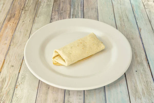 Burrito Cerrado Simple Tortilla Rellena Trigo Que Quieras Imaginar — Foto de Stock