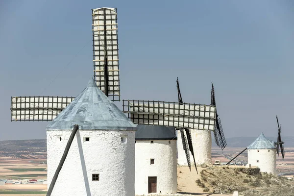 Windmills Giants Don Quixote Tourist Route Farms Castilla Mancha — Stock Photo, Image