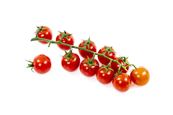 Kluster Ensamma Körsbärstomater Med Lös Tomat Vit Yta — Stockfoto