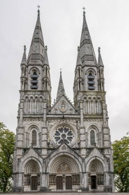 Cork 'taki St. Finbar Katedrali' nin ön cephesinde ortaçağ ve Fransız Gotik mimarisi