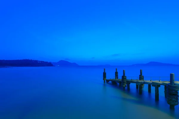 Blue Hour Long Exposure Image Seascape Rawai Pier Phuket Thailand — Stock Photo, Image