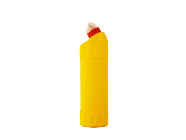 Żółta butelka środków czyszczących na białym tle — Zdjęcie stockowe
