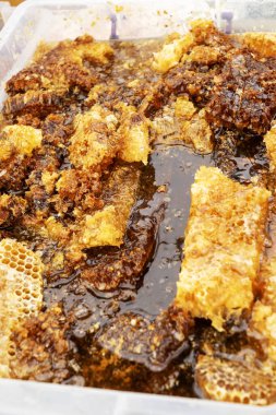 Bala yakın çekim, bal arka plan, tatlı bal, doku