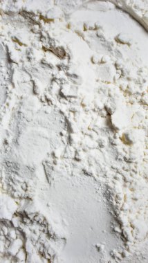 Pirinç unu yüzeyini kapatın ve doğal organik gıda tozu dokusunu gösterin.