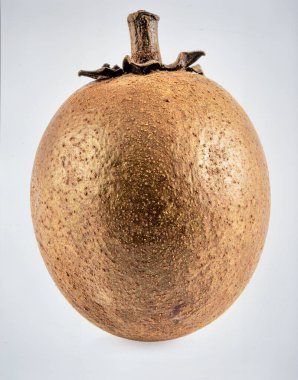 Siyah Sapote Çikolatalı Puding Beyaz Arkaplanda İzole Edilmiş Ekzotik Gıda Nesnesi