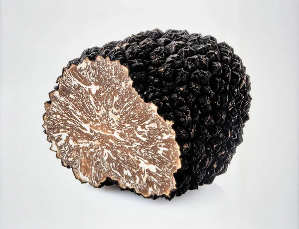 Beyaz Arkaplanda Siyah Yer Mantarı, Lüks Yenebilir Mantar Temsili Gurme Mutfağı ve Aromatik Lezzet Konsepti