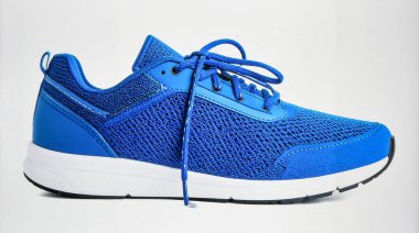 Beyaz Arkaplanda İzole Mavi Koşan Spor Ayakkabılar, Spor Spor Ayakkabıları, Spor Salonu ve Açık Hava Eğitim Konsepti