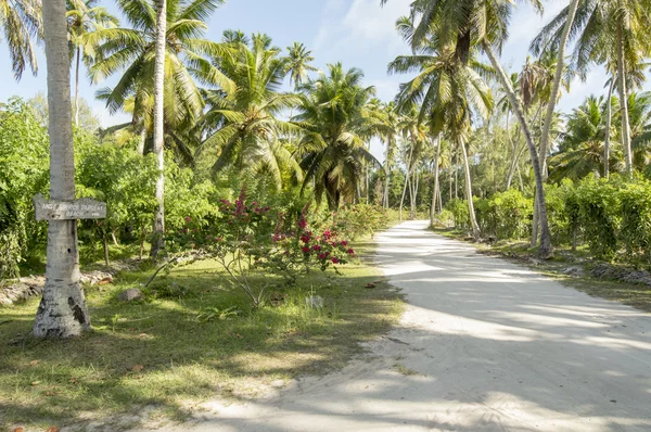 Ahşap işareti. Yol yapımını Anse kaynak d Argent Beach, la Digue, Seyşel Adaları.
