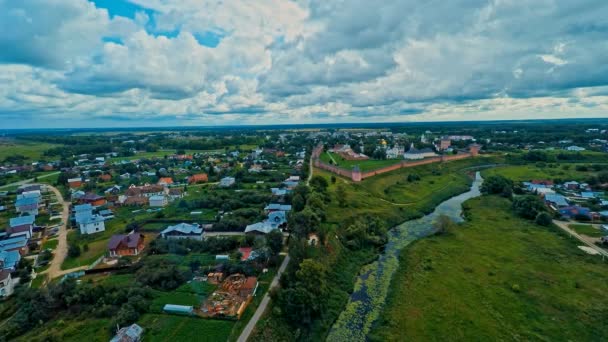 Russia, Suzdal, monastery of Saint Euthymius, shooting (air) — Stock Video