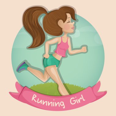 Açık havada çalışan bir güzel kız çizgi film gösterimi