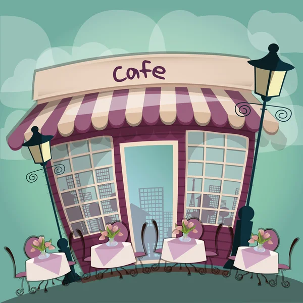 Café ładny budynek — Wektor stockowy