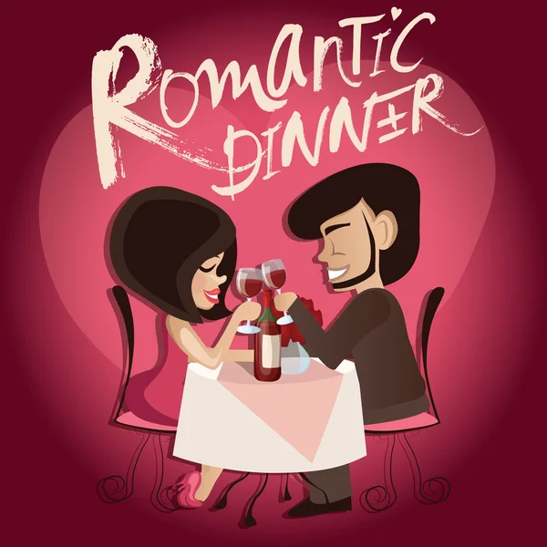 Casal romântico no café, cartão de Dia dos Namorados —  Vetores de Stock