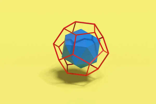 Oniki Yüzlü Telin Içinde Bir Icosahedron Platonik Katılar Illüstrasyon — Stok fotoğraf