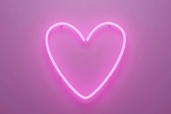 Abstract 3d illustration of a pink neon light with heart shape. 3d illustration.