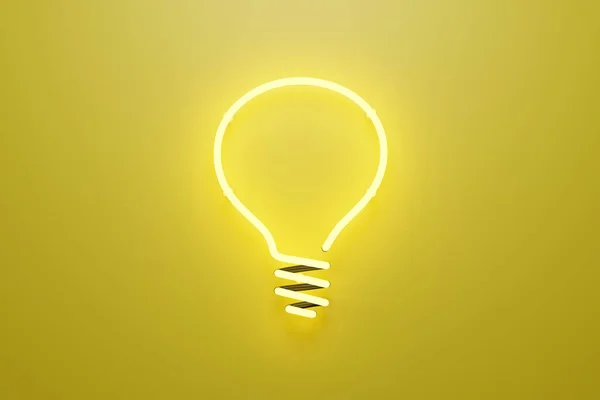 Abstract Illustratie Van Geel Neon Licht Met Gloeilampvorm Idee Concept — Stockfoto