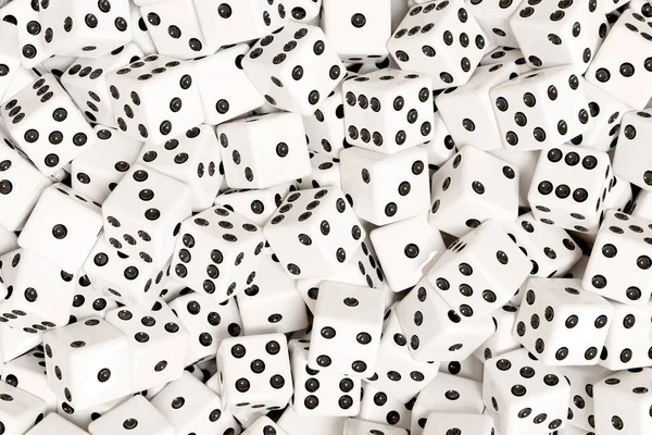 许多白色骰子的头像 3D说明 — 图库照片