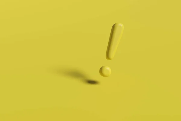 Three Dimensional Exclamation Mark Isolated Yellow Background Illustration — Stock Photo, Image