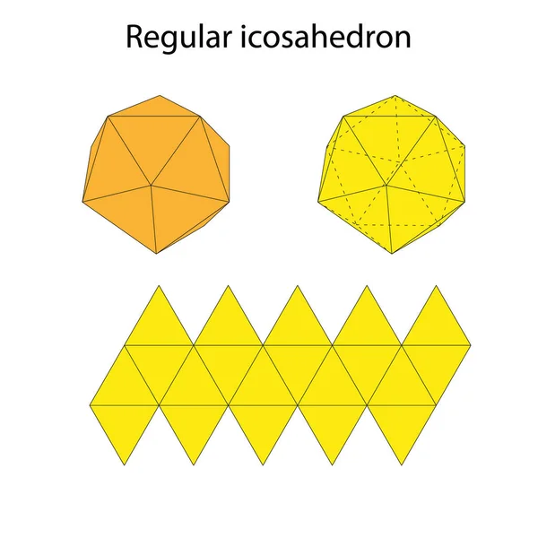 Icosaedro Con Red Poliedro Regular Ilustración Vectorial — Archivo Imágenes Vectoriales
