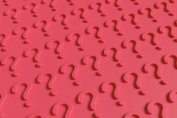 Red question mark pattern on red background. 3d illustration.