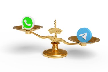 Buenos Aires, Arjantin - 30 Ocak: WhatsApp ve Telegram logosu ile ölçeklendir.