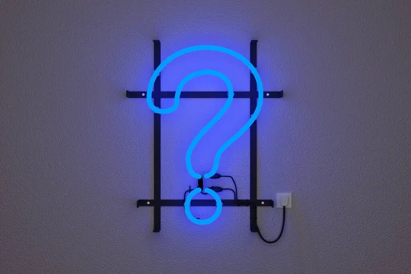 Realistic Neon Light Shape Question Mark Illustration — Stock Photo, Image