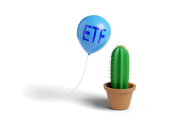 Ballon Met Etf Tekst Gevaarlijk Dicht Bij Doornen Van Een — Stockfoto