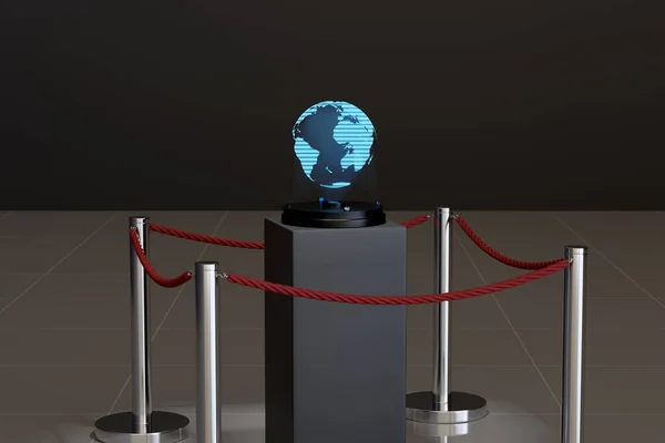 Holograma Planeta Terra Numa Sala Museus Ilustração — Fotografia de Stock