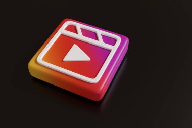 Instagram siyah arkaplandaki logoyu gösteriyor. 3d illüstrasyon.