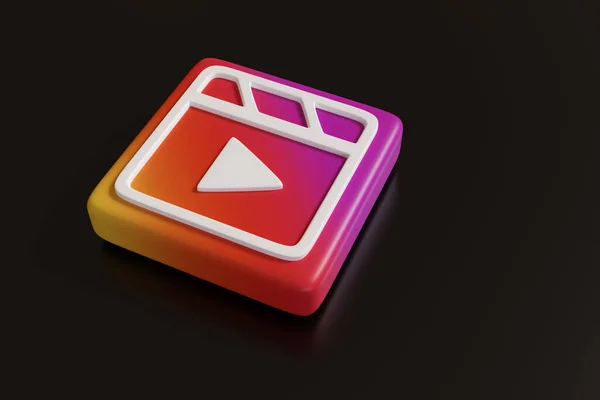 Instagram siyah arkaplandaki logoyu gösteriyor. 3d illüstrasyon.