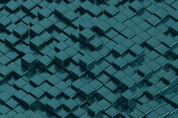 stock image Metallic green cubes. Isometric abstract background. 3d illustration.