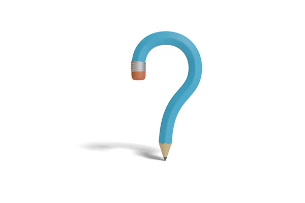 Question Mark Shaped Pencil Isolated White Background Illustration —  Fotos de Stock