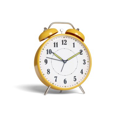 Alarm saati beyaz arkaplanda izole edildi. 3d illüstrasyon.