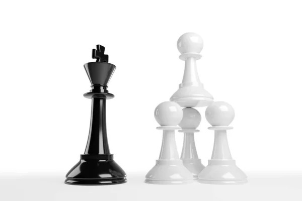 Stacked Chess Pawns Face King Work Team Concept Illustration — Stock Photo, Image