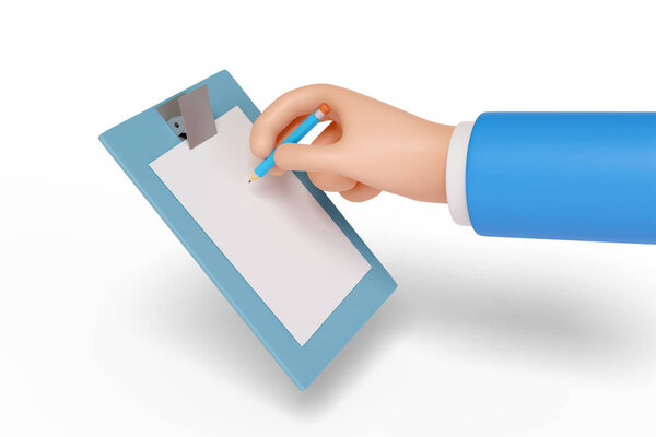 карикатурный почерк на вырезке, выделенной на белом фоне. 3d иллюстрация.