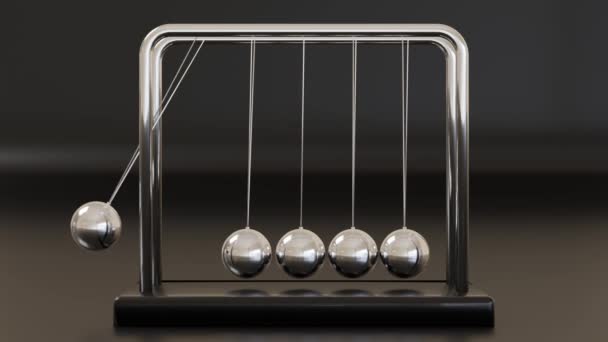 Newton Cradle Swinging Dark Background Loop Animation — Stock video