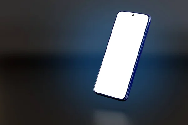 暗い背景に空白の画面を持つ携帯電話 3Dイラスト — ストック写真