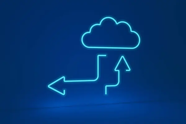 上下矢印とネオン雲の形 3Dイラスト — ストック写真
