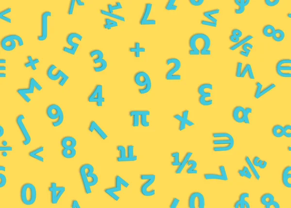 Blue Numbers Mathematical Symbols Seamless Pattern Illustration — ストック写真