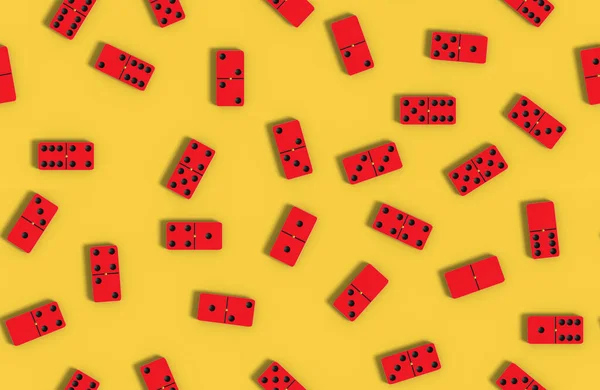Red Domino Tiles Yellow Background Seamless Pattern Illustration — ストック写真