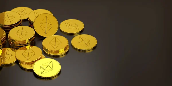 Stapel Van Crypto Valuta Ethereum Munt Met Kopieerruimte Illustratie — Stockfoto