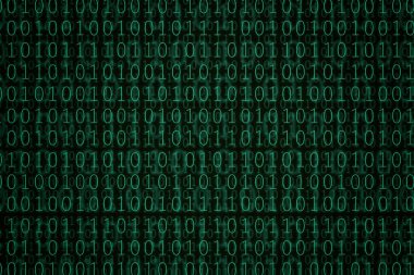 Yeşil ikili kod arka planı. 3d illüstrasyon.